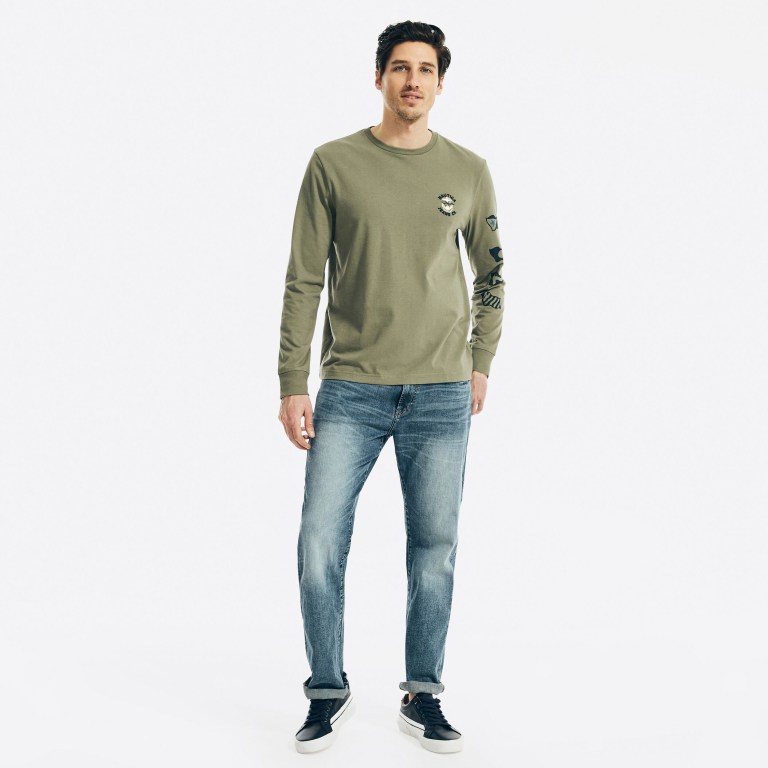 Nautica Nautica Co. Sustainably Crafted Grafische Long-sleeve T-shirts Heren Olijfgroen | QTiIQDgv