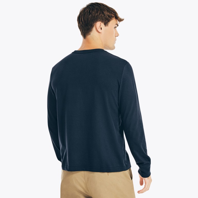 Nautica Nautica Co. Sustainably Crafted Grafische Long-sleeve T-shirts Heren Donkerblauw | hN7kO1iR