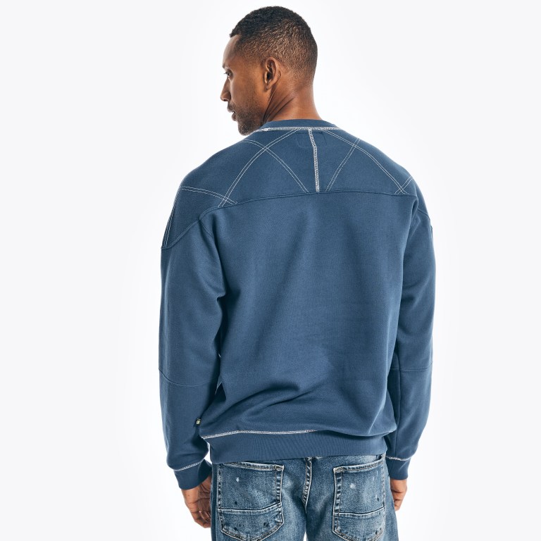 Nautica Nautica Co. Sustainably Crafted Crewneck Sweatshirts Heren Blauw | uTwf1wIR