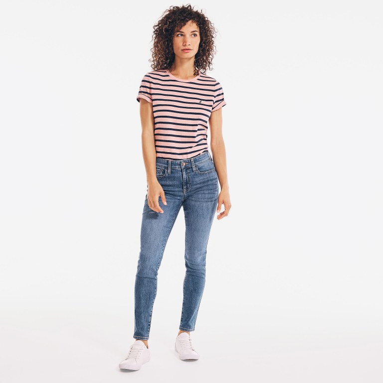 Nautica Nautica Co. True Flex Mid-rise Skinny Denim Jeans Dames Lichtturkoois | N75b5vBV