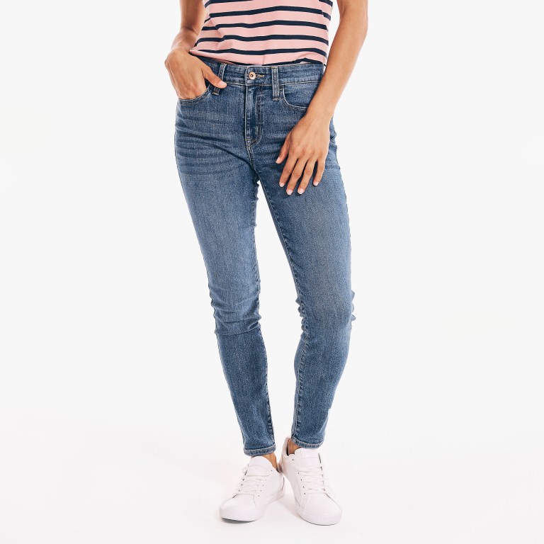 Nautica Nautica Co. True Flex Mid-rise Skinny Denim Jeans Dames Lichtturkoois | N75b5vBV