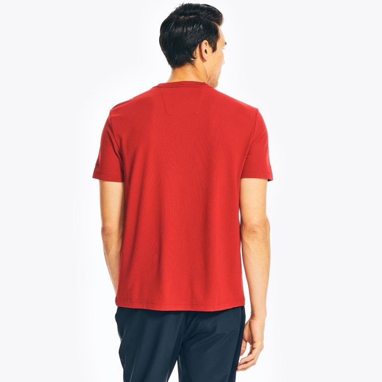 Nautica Navtech Chest-stripe Crewneck T-shirts Heren Rood | Hn1zUEfl