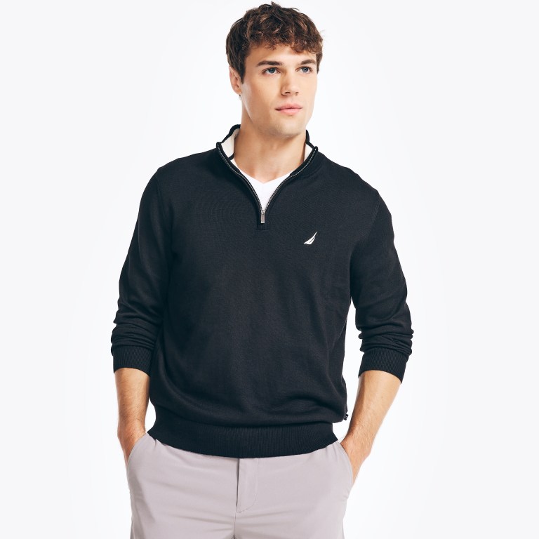 Nautica Navtech Quarter-zip Truien Heren Zwart | LQW4J9nP