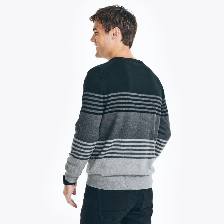 Nautica Navtech Striped Crewneck Truien Heren Grijs | OO1hreC0