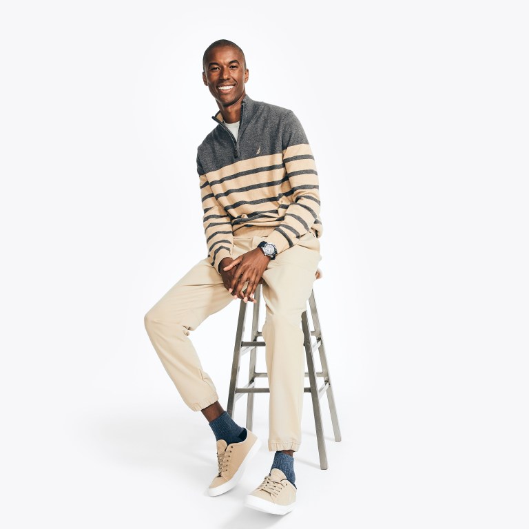 Nautica Navtech Striped Quarter-zip Truien Heren Gekleurd | 6DM5ifjs