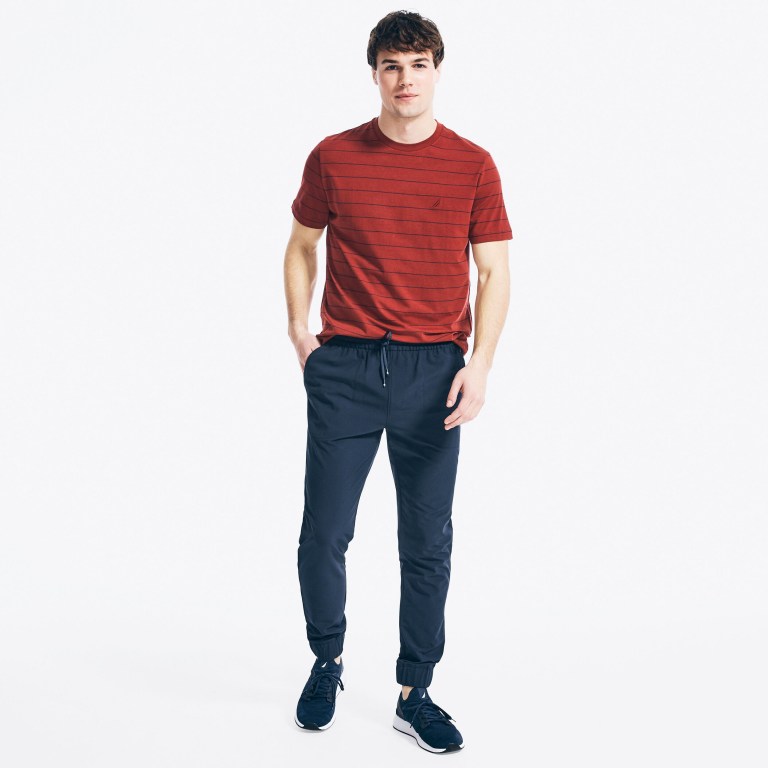 Nautica Navtech Striped T-shirts Heren Rood | QknKNKUb