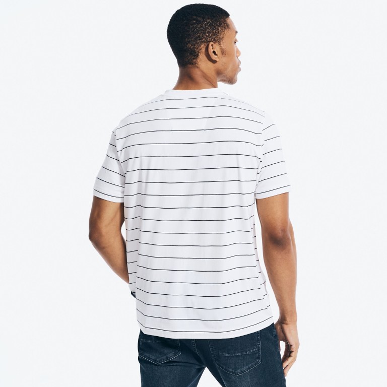 Nautica Navtech Striped T-shirts Heren Wit | SxmpJOSG