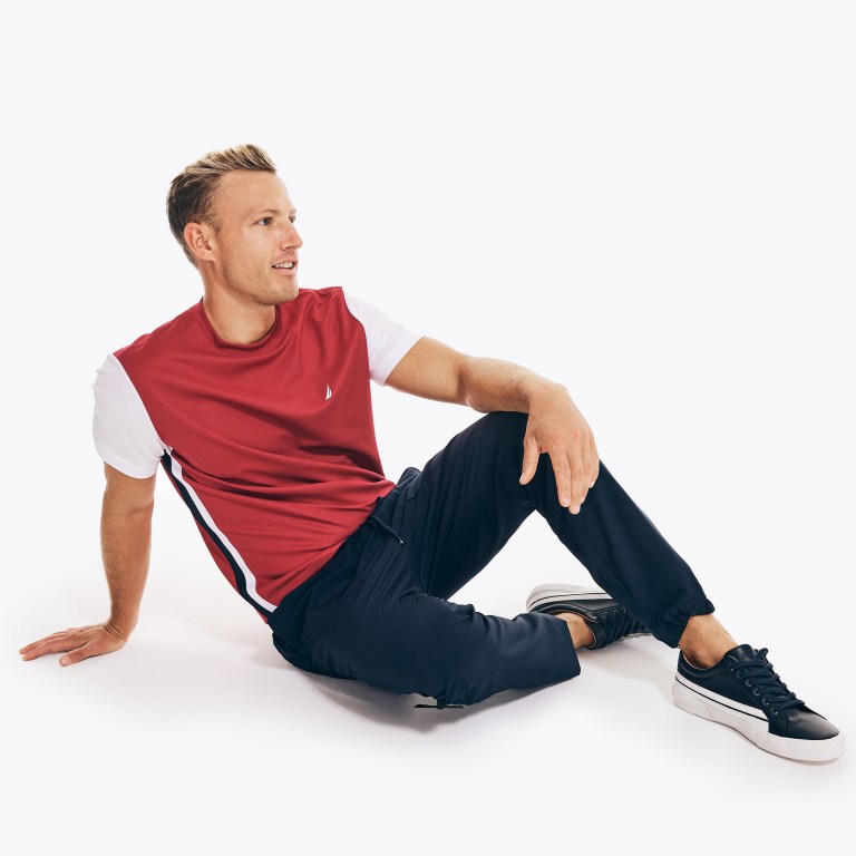 Nautica Navtech Sustainably Crafted Colorblock T-shirts Heren Lichtroze | JMoUWQe2