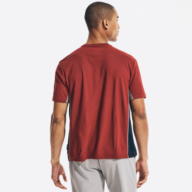 Nautica Navtech Sustainably Crafted Colorblock T-shirts Heren Rood | JxZFPbfF