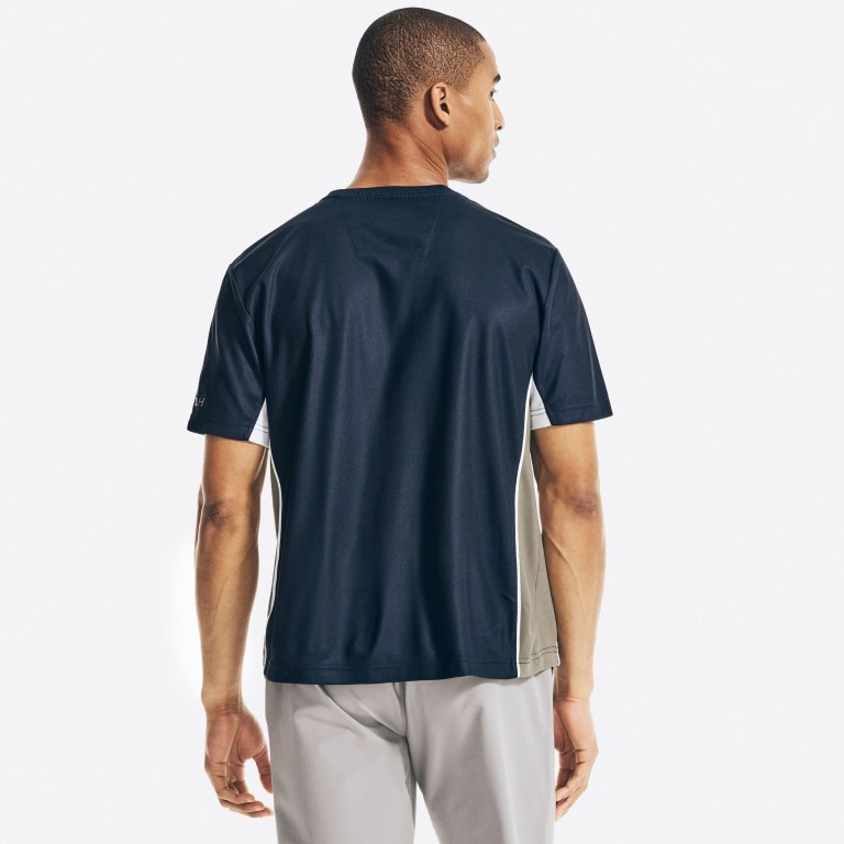 Nautica Navtech Sustainably Crafted Colorblock T-shirts Heren Donkerblauw | psmhFVVU