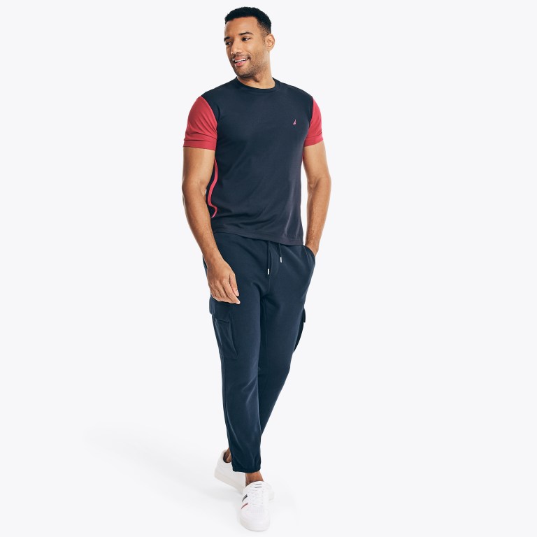 Nautica Navtech Sustainably Crafted Colorblock T-shirts Heren Donkerblauw | qimZfqz3