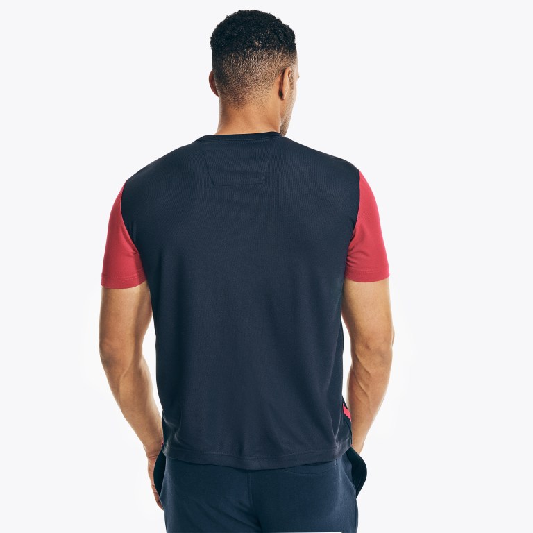 Nautica Navtech Sustainably Crafted Colorblock T-shirts Heren Donkerblauw | qimZfqz3