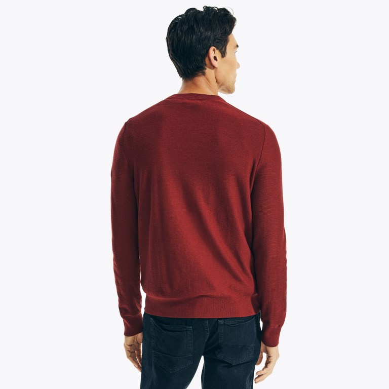 Nautica Navtech Textured Crewneck Truien Heren Rood | pyNXQgrS