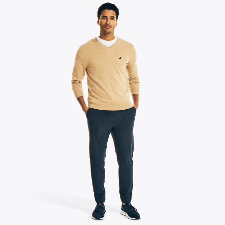 Nautica Navtech V-neck Truien Heren Bruin | qfJVY5Iz