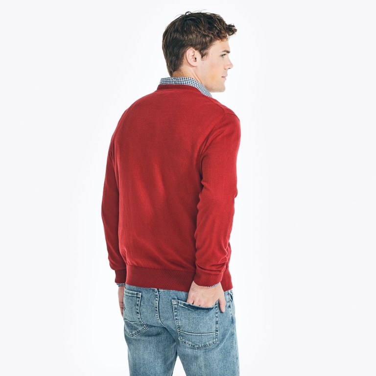 Nautica Navtech V-neck Truien Heren Rood | 9MBvAKus