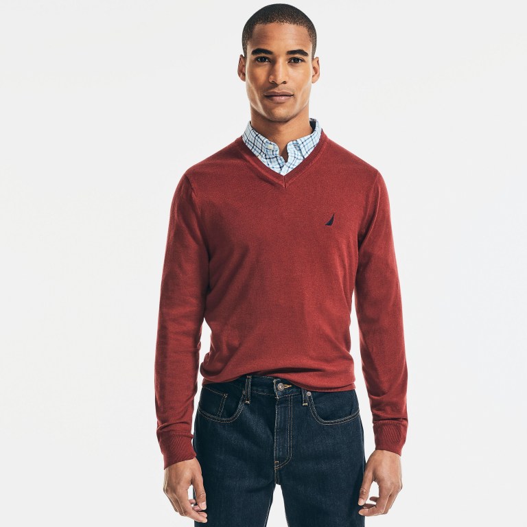 Nautica Navtech V-neck Truien Heren Rood | aId9Oqak