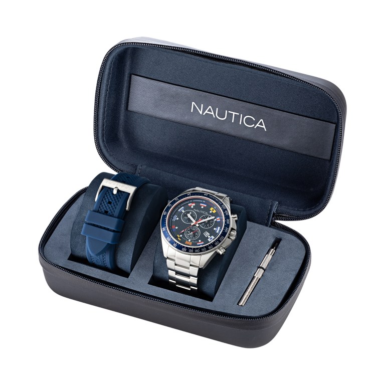 Nautica Ocean Beach Stainless Steel And Siliconen Box Set Horloge Heren Gekleurd | jaxga4Mr