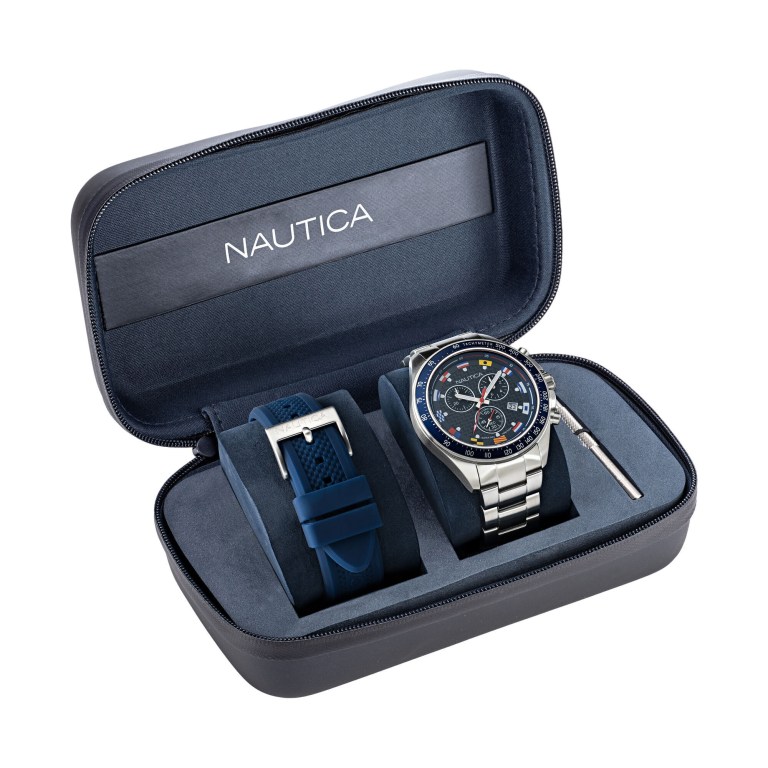 Nautica Ocean Beach Stainless Steel And Siliconen Box Set Horloge Heren Gekleurd | jaxga4Mr