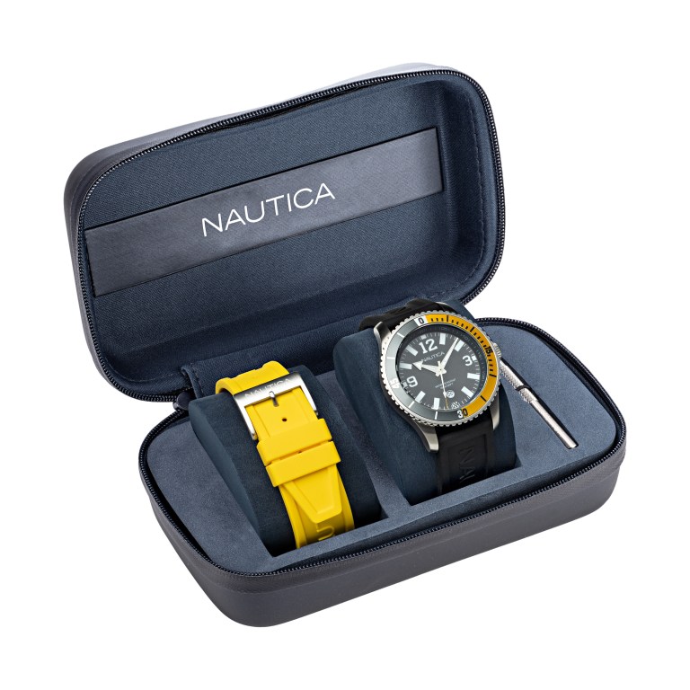 Nautica Pacific Beach Stainless Steel And Siliconen 3-hand Box Set Horloge Heren Gekleurd | iFVb1TR6