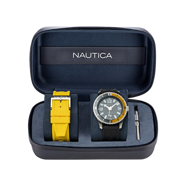 Nautica Pacific Beach Stainless Steel And Siliconen 3-hand Box Set Horloge Heren Gekleurd | iFVb1TR6