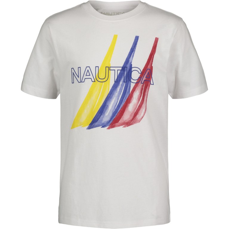 Nautica Paint Print Grafische (8-20) T-shirts Jongens Wit Lichtturkoois | loybO8qY