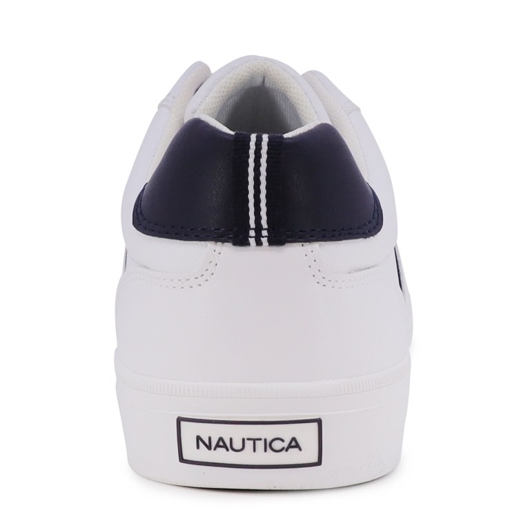 Nautica Perforated Logo Sneakers Heren Wit Lichtturkoois | kJPrForK