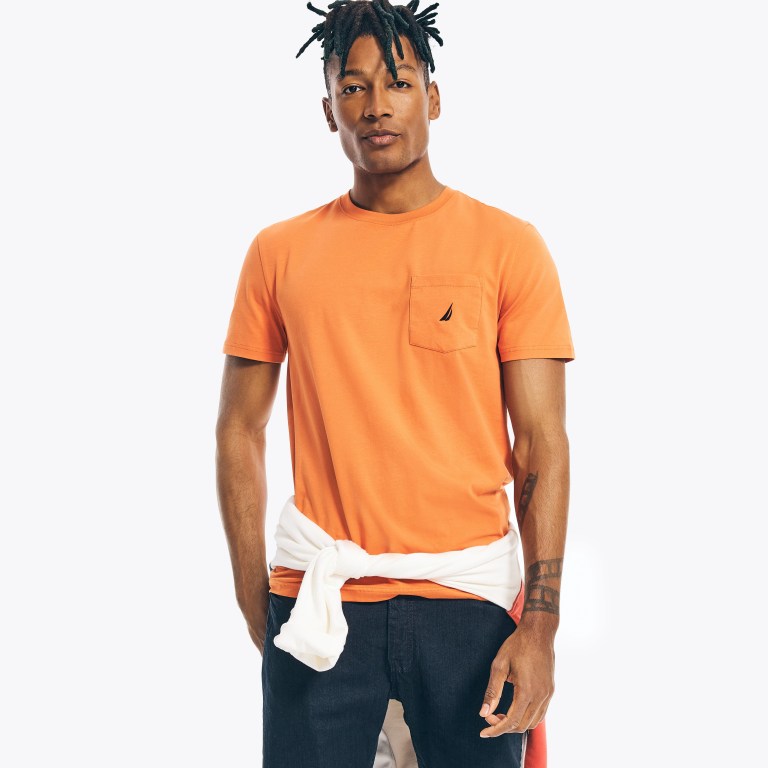 Nautica Performance Deck Pocket T-shirts Heren Oranje | Tt5Dv1WY