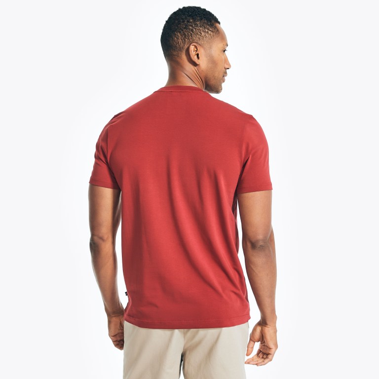 Nautica Performance Deck Pocket T-shirts Heren Rood | c7m5Ey3n