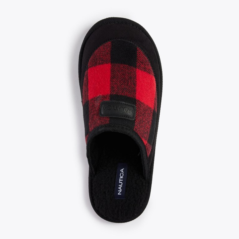 Nautica Plaid Faux-fur-lined Slippers Heren Zwart | JJhQfBTF