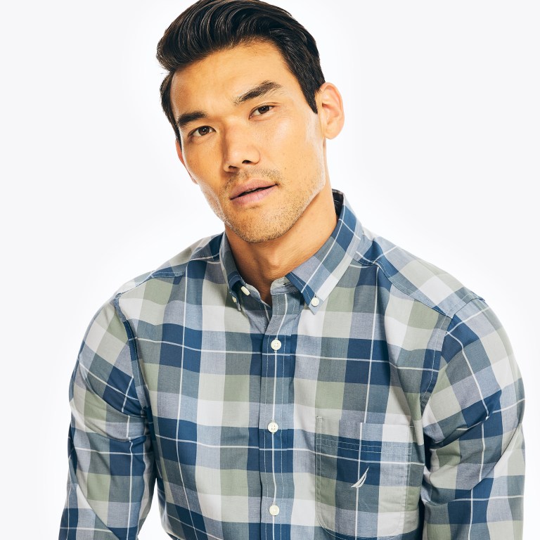 Nautica Plaid Overhemd Heren Groen | 8xQJZZci