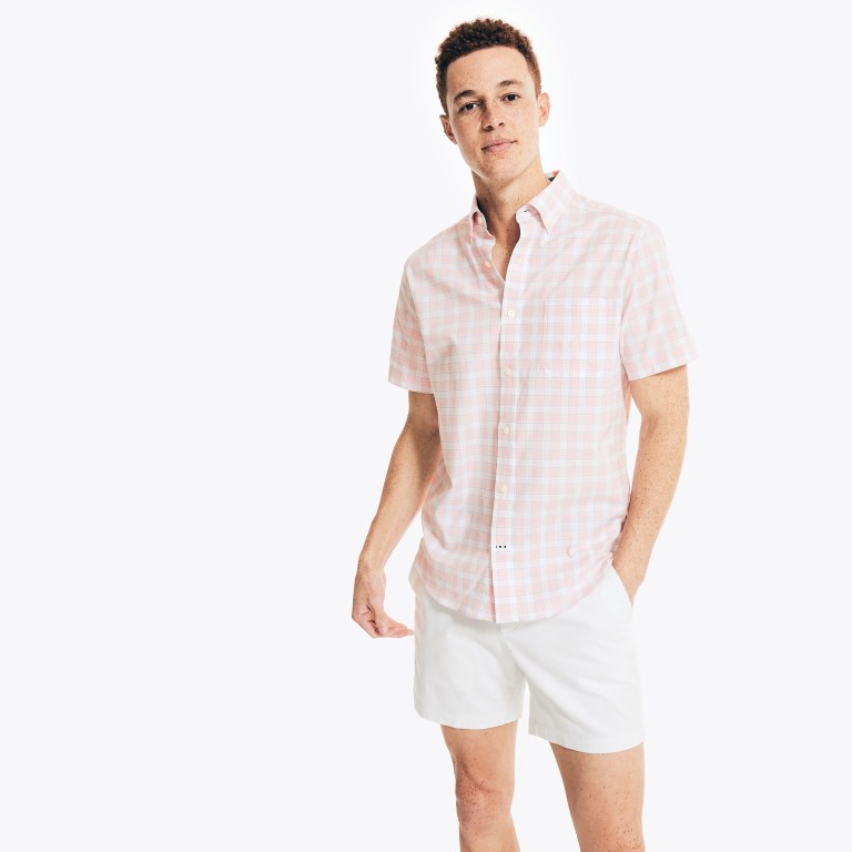 Nautica Plaid Oxford -sleeve Overhemd Heren Rood | xkgcLV76