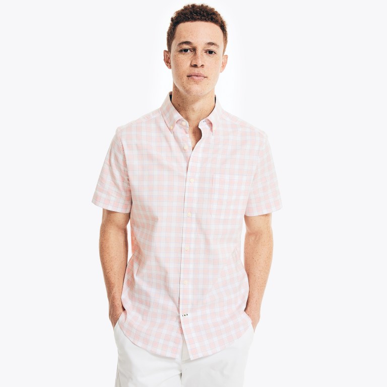 Nautica Plaid Oxford -sleeve Overhemd Heren Rood | xkgcLV76