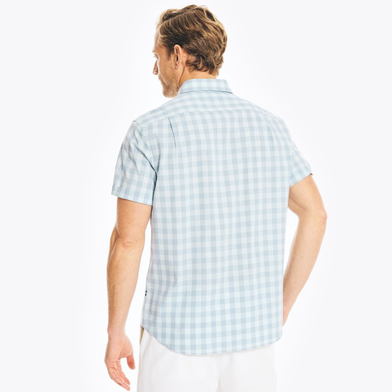 Nautica Plaid Poplin Overhemd Heren Blauw | tmztIaNw