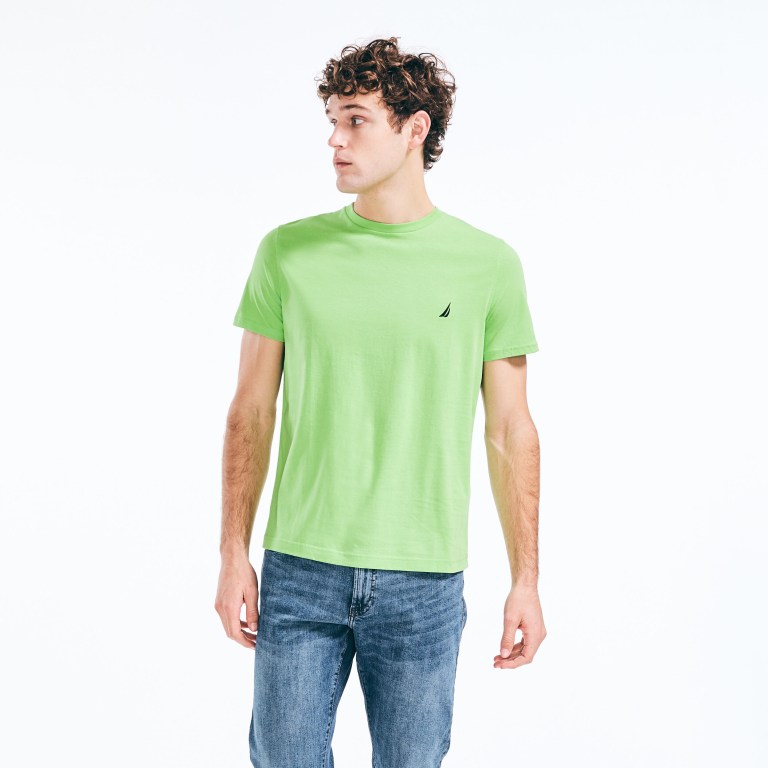 Nautica Premium Katoenen Crewneck T-shirts Heren Lichtgroen | 9auq7cE4