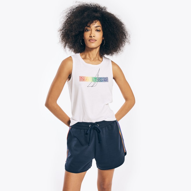 Nautica Pride Grafische Tank T-shirts Dames Wit | UByXpN5C