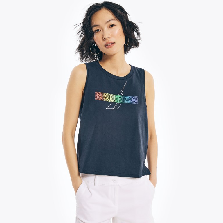 Nautica Pride Grafische Tank T-shirts Dames Blauw | V5T8YWf1