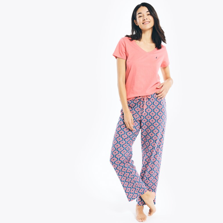 Nautica Printed Pajama Set Sleepwear Dames Blauw | 0wGkquzu