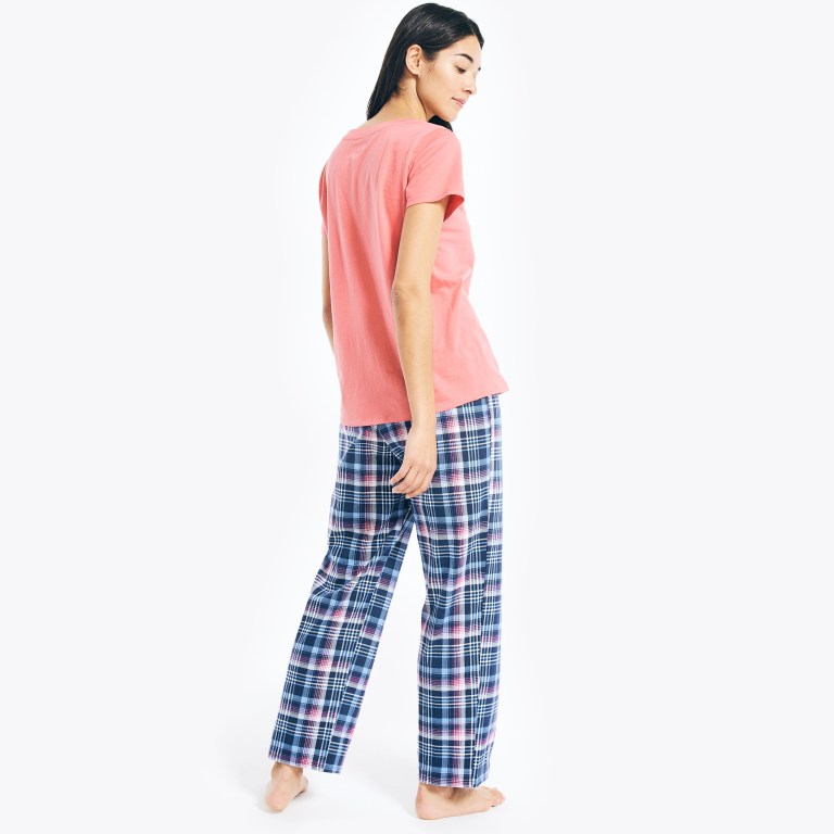 Nautica Printed Pajama Set Sleepwear Dames Blauw | 38M2guon