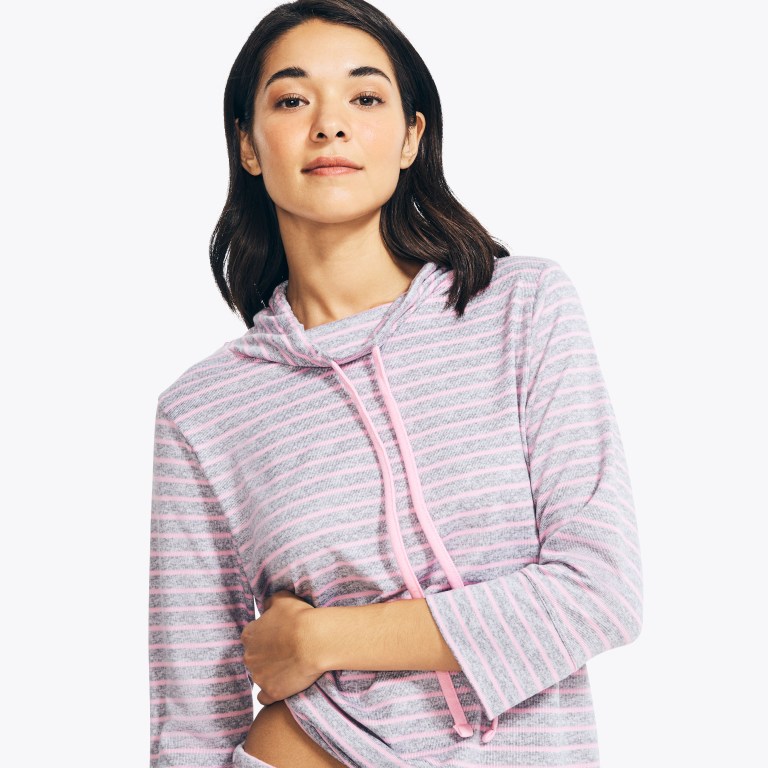 Nautica Quarter-sleeve Striped Jogger Sleep Set Sleepwear Dames Grijs | HI2U2paL