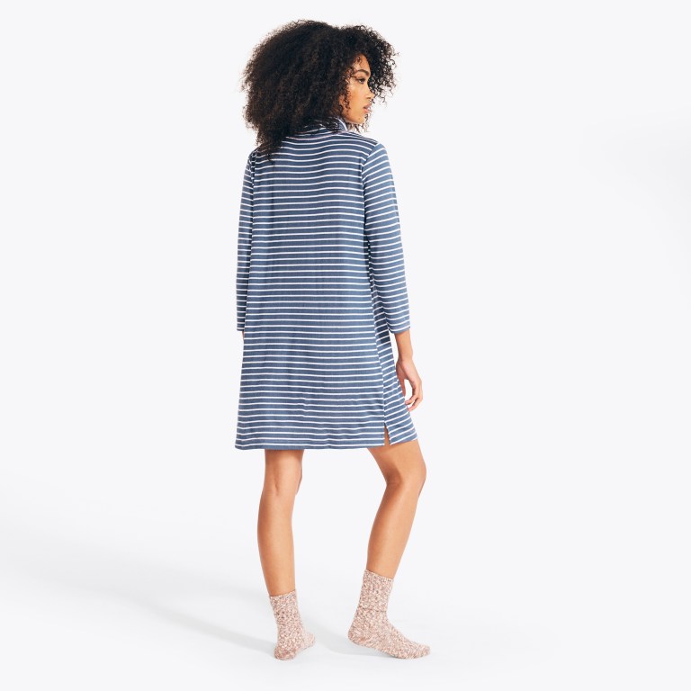 Nautica Quarter-sleeve Striped Sleep Lounger Sleepwear Dames Blauw | TQbAXWI4