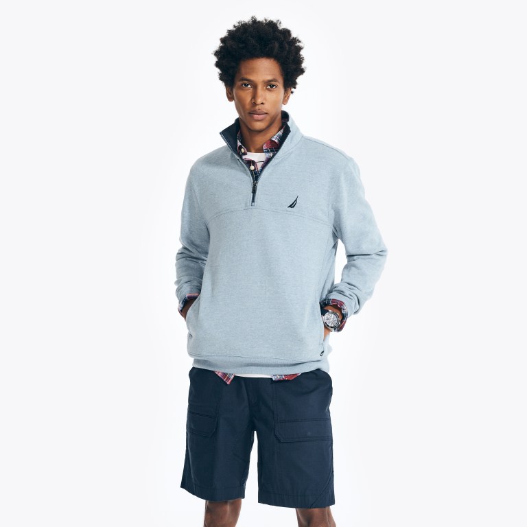 Nautica Quarter-zip Fleece Sweatshirts Heren Blauw | 3WmKkv2Z