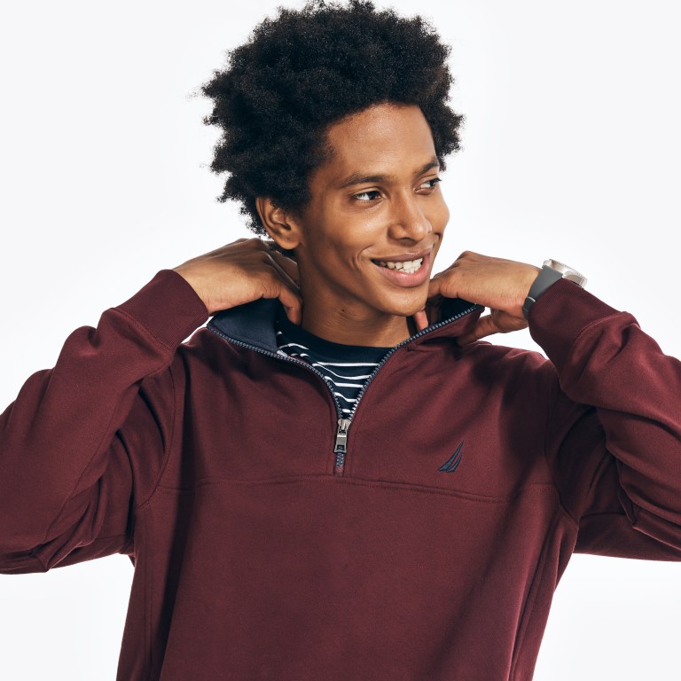 Nautica Quarter-zip Fleece Sweatshirts Heren Rood | BvCzpfqj