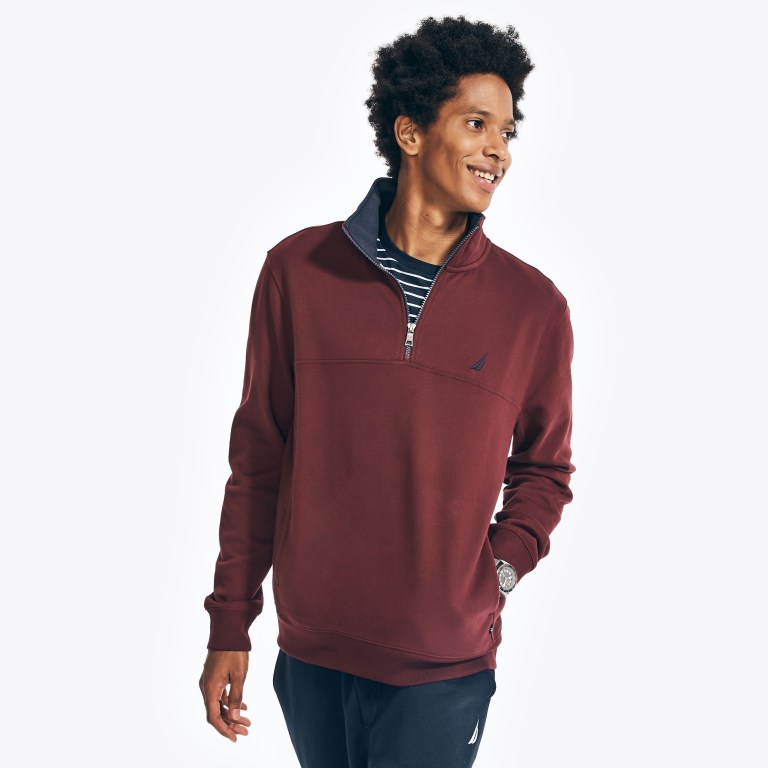 Nautica Quarter-zip Fleece Sweatshirts Heren Rood | BvCzpfqj