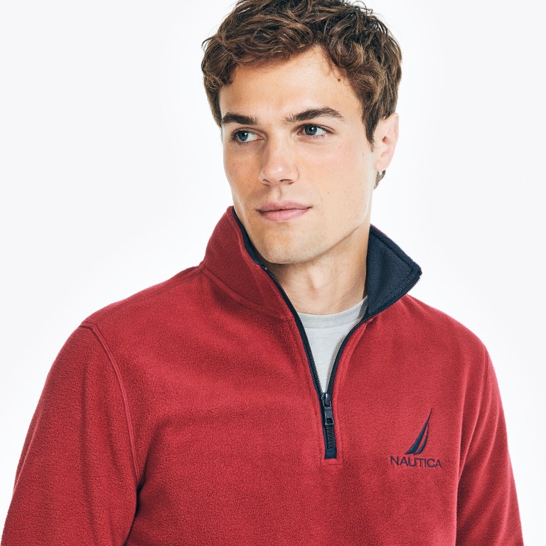 Nautica Quarter-zip Nautex Fleece Sweatshirts Heren Rood | DgU7JonC