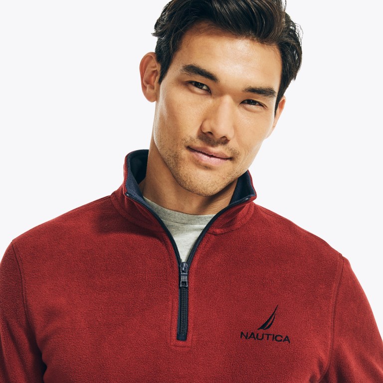 Nautica Quarter-zip Nautex Fleece Sweatshirts Heren Rood | PYA5OOhW