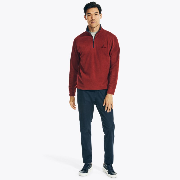 Nautica Quarter-zip Nautex Fleece Sweatshirts Heren Rood | PYA5OOhW