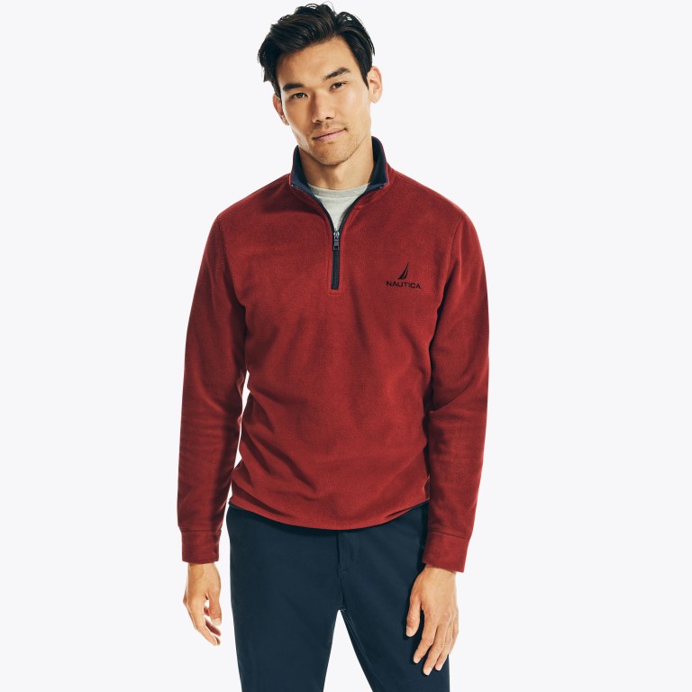 Nautica Quarter-zip Nautex Fleece Sweatshirts Heren Rood | PYA5OOhW