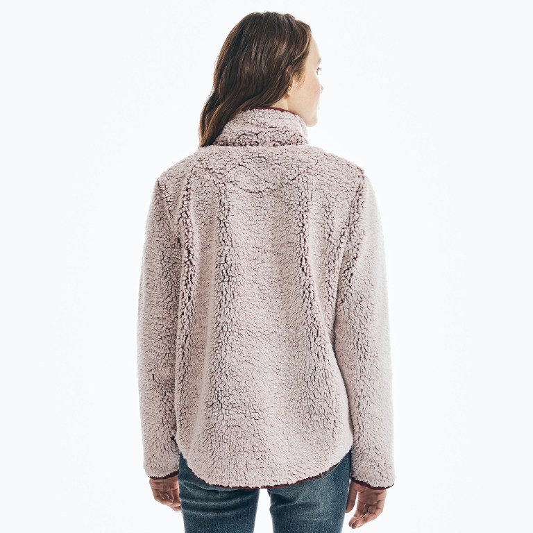 Nautica Quarter-zip Sherpa Fleece Jassen Dames Roze | 0mwtQqye