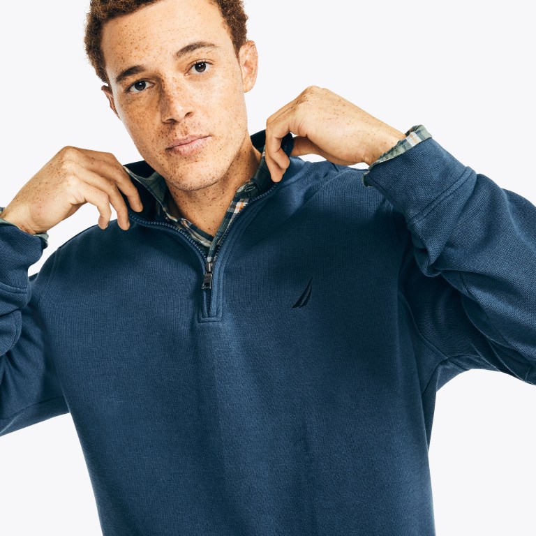 Nautica Quarter-zip Sweatshirts Heren Blauw | S1iUEb5z