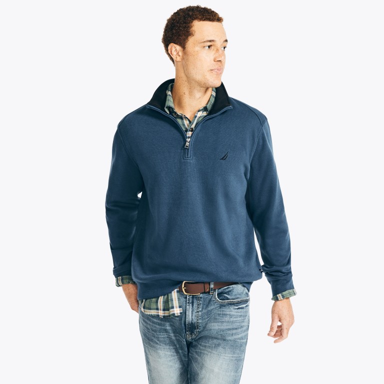 Nautica Quarter-zip Sweatshirts Heren Blauw | S1iUEb5z